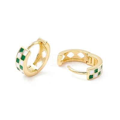 Tartan Pattern Enamel Chunky Hinged Huggie Hoop Earrings for Women EJEW-P196-22G-04-1