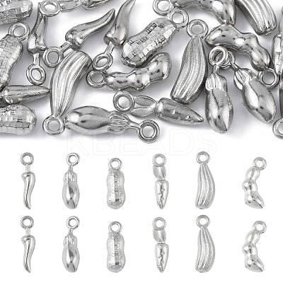 24Pcs 6 Styles Vegetables 304 Stainless Steel Charms STAS-FS0002-11-1
