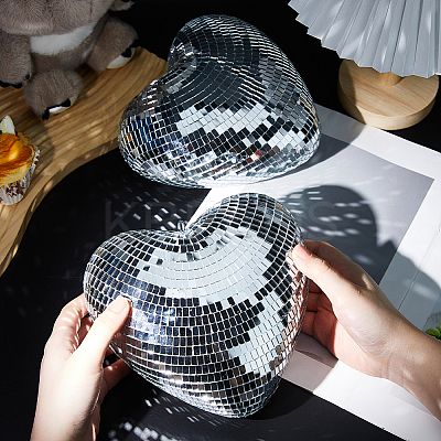 Heart Glass Mirror Ball Reflective Ball AJEW-WH0036-123B-1