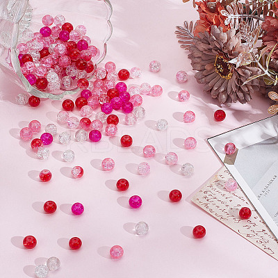240Pcs 6 Colors Spray Printed Crackle Glass Beads CCG-HY0001-02D-1