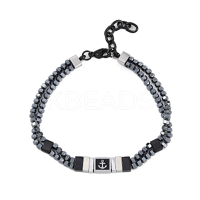 Synthetic Non-magnetic Hematite Beaded Bracelets BJEW-S156-04P-A-1