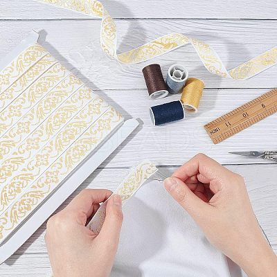 Ethnic Style Embroidery Polycotton Ribbons OCOR-WH0066-22B-1