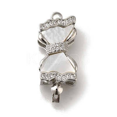 Brass Micro Pave Clear Cubic Zirconia Box Clasps with Acrylic KK-H480-05P-1