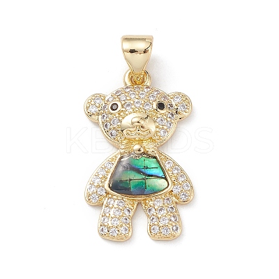 Rack Plating Brass Micro Pave Clear Cubic Zirconia Pendants KK-L155-62G-1