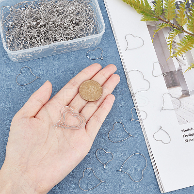 300Pcs 3 Styles 304 Stainless Steel Hoop Earring Findings STAS-UN0023-08-1