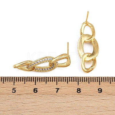 Brass Micro Pave Cubic Zirconia Stud Earrings for Women EJEW-K312-02G-1