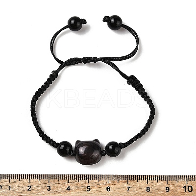 Cat Head Resin Brainded Bead Bracelets BJEW-L701-02B-1