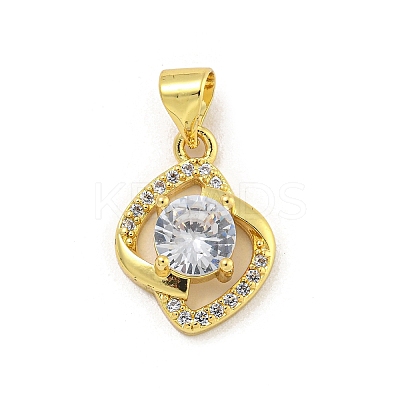 Rack Plating Brass Micro Pave Cubic Zirconia Pendants KK-G513-08G-1