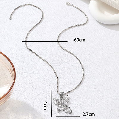Eagle Alloy Crystal Rhinestone Pendant Necklaces for Men FS-WG26FCA-02-1