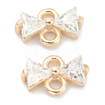 Brass Clear Cubic Zirconia Links Connectors ZIRC-O042-05G-1