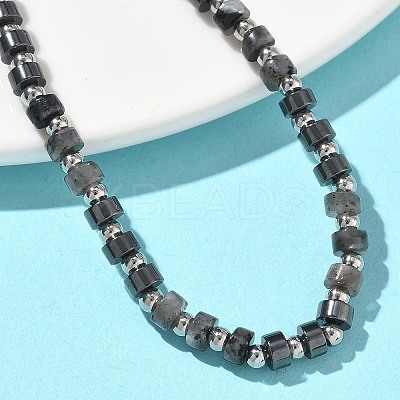 Natural Labradorite & Non-magnetic Synthetic Hematite Beaded Bracelets for Women BJEW-Z148-04P-01-1
