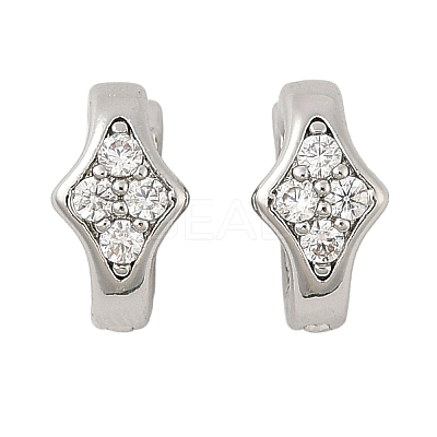 Brass Micro Pave Clear Cubic Zirconia Fold Over Clasps KK-U056-10P-1