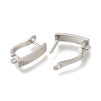 Rack Plating Brass Micro Pave Cubic Zirconia Hoop Earring Findings EJEW-H143-10P-1