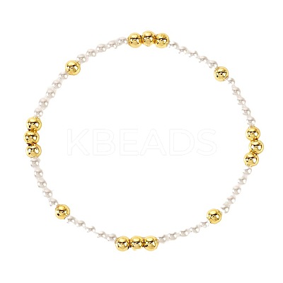 Bohemian Style Brass & Imitation Pearl Stretch Bracelets for Women FP3372-1