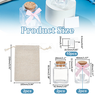 2Pcs Square Glass Empty Wishing Bottle AJEW-WR0002-86-1