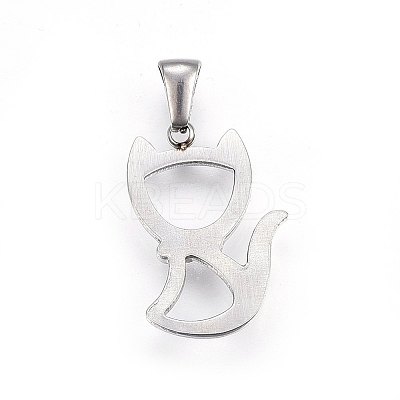Non-Tarnish 304 Stainless Steel Hollow Kitten Pendants LS-STAS-P209-28P-1