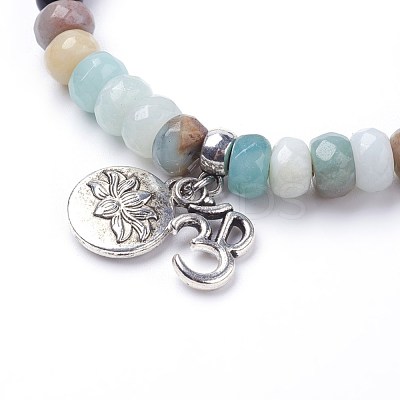 Natural Obsidian Stretch Charm Bracelets BJEW-JB03420-05-1