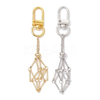 2Pcs 2 Colors Brass Bar Link Chains Pouch Stone Pendant Decorations HJEW-JM02036-1