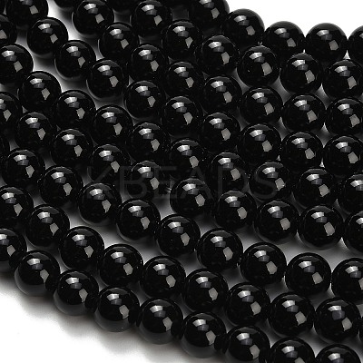 Natural Black Onyx(Dyed & Heated) Beads Strands X-G-H329-C06-6mm-1