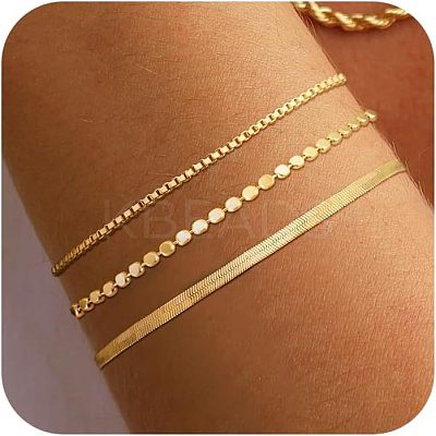 3Pcs Bohemian Style Alloy Chain Bracelets Kit for Women WG2620E-07-1