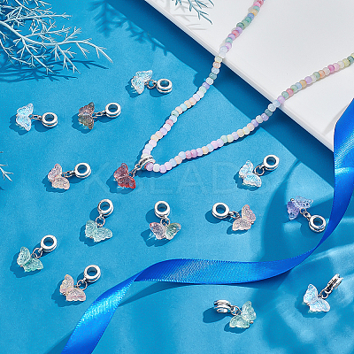 40Pcs 5 Colors Glass Pendants PALLOY-PH01816-1