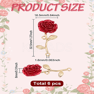 6Pcs Alloy Camellia Pendants FIND-LP0002-93-1