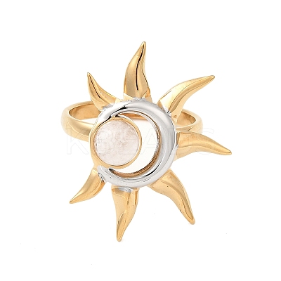 304 Stainless Steel Moonstone Rings for Women RJEW-B137-01-1