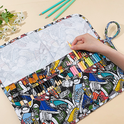Shoes Printed Canvas Painting Brush Pen Storage Bag AJEW-WH0162-22-1