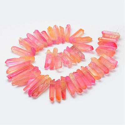 Electroplate Natural Quartz Crystal Beads Strands G-F462-01B-1
