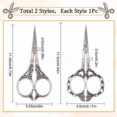 2Pcs 2 Style Stainless Steel Scissors TOOL-SC0001-31-1