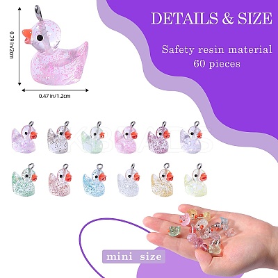 60Pcs 12 Colors Transparent Resin Pendants RESI-SZ0003-37-1
