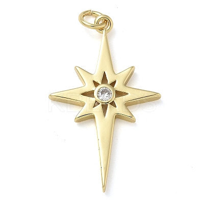 Rack Plating Brass Micro Pave Cubic Zirconia Pendants KK-K392-22G-1