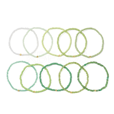 10Pcs Glass Seed Beads & Glass Beaded Stretch Bracelets for Women BJEW-MZ00267-1