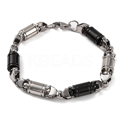201 Stainless Steel Column Link Chain Bracelets BJEW-B078-61EBP-1