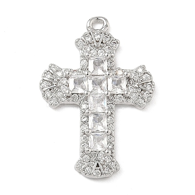 Brass Micro Pave Cubic Zirconia Pendants KK-P342-15P-02-1