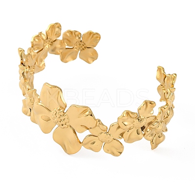 Ion Plating(IP) 304 Stainless Steel Cuff Bangles for Women BJEW-D048-02G-1