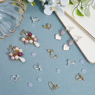 24Pcs 6 Styles Brass Clip-on Earring Findings KK-BBC0019-62-1