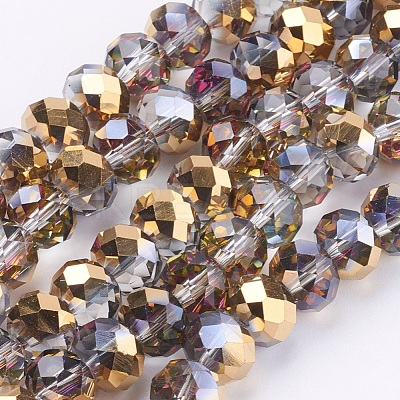 Electroplate Glass Faceted Rondelle Beads Strands EGLA-D020-10x8mm-14-1
