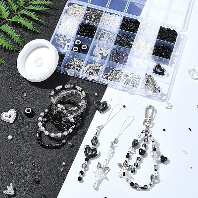 DIY Alloy & Glass & Acrylic Mobile Phone Strap Making Kits DIY-FS0006-65-1