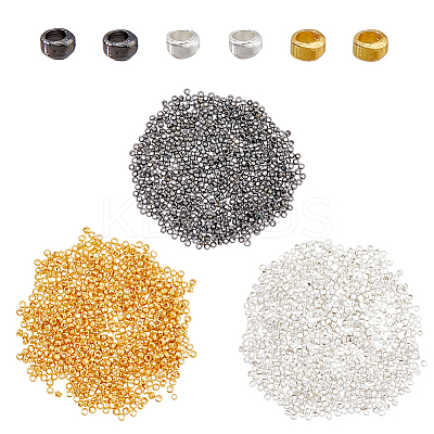 2100Pcs 3 Colors Rondelle Brass Crimp Beads KK-HY0001-56-1