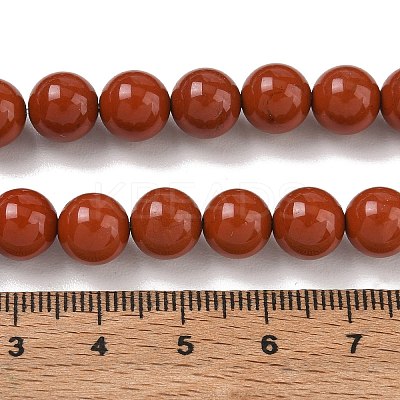 Grade A Natural Red Jasper Bead Strands G-P075-36-8mm-1