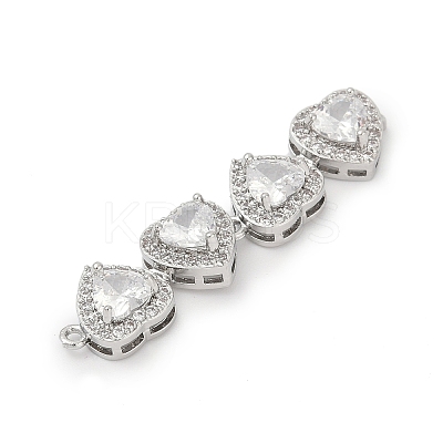 Brass Micro Pave Clear Cubic Zirconia Connector Charms KK-G526-17P-1