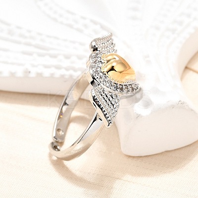 Gothic Style Brass Micro Pave Clear Cubic Zirconia Cuff Rings for Women RJEW-U051-02B-GP-1