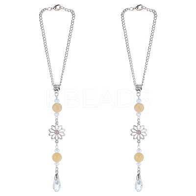2Pcs Alloy Flower Pendant Decorations HJEW-ME0001-07C-1
