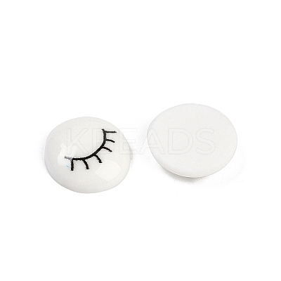 White and Black Flat Round Cartoon Resin Cabochons CRES-Q009-01D-1