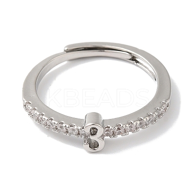 Rack Plating Brass Clear Cubic Zirconia Number 3 Adjustable Rings for Women RJEW-S407-09P-03-1
