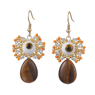 Natural Tiger Eye Dangle Earrings EJEW-MZ00169-02-1