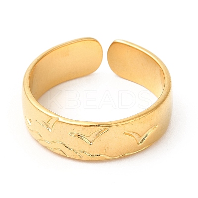 Ion Plating(IP) 201 Stainless Steel Open Cuff Ring RJEW-E063-46G-1