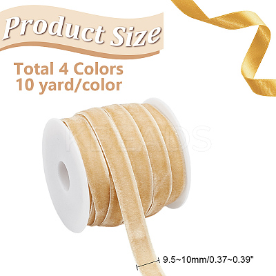 40 Yards 4 Colors Single Face Velvet Ribbon with 4Pcs Plastic Empty Spools SRIB-HY0001-09A-1
