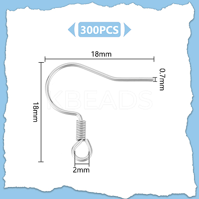 300Pcs 316 Surgical Stainless Steel Earring Wire STAS-UN0058-27-1